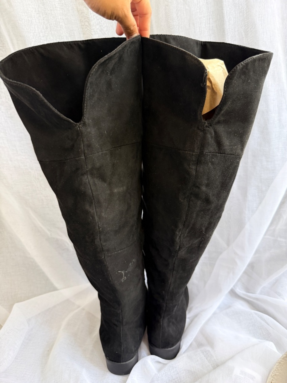 American Eagle Black faux Suede Knee High Boots | 8M | Wide Calf Tall Boots Boho - Picture 4 of 6